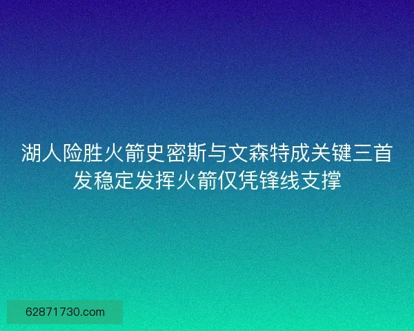 湖人险胜火箭史密斯与文森特成关键三首发稳定发挥火箭仅凭锋线支撑