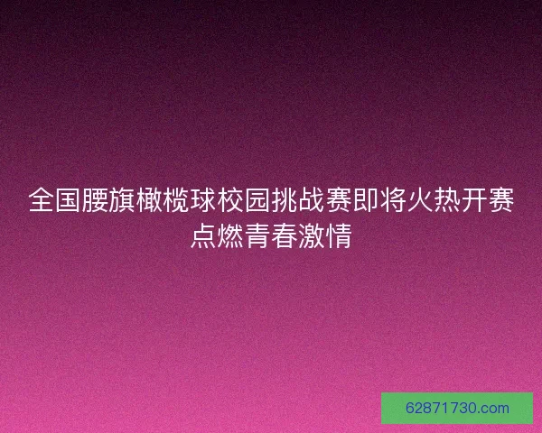全国腰旗橄榄球校园挑战赛即将火热开赛点燃青春激情