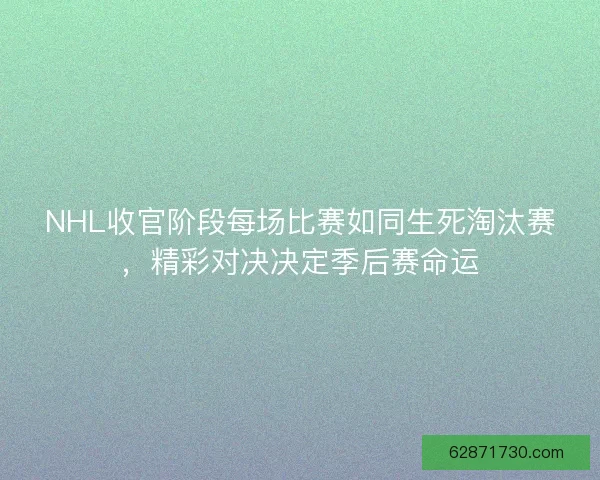 NHL收官阶段每场比赛如同生死淘汰赛，精彩对决决定季后赛命运