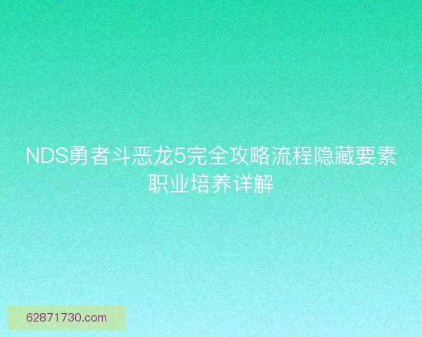 NDS勇者斗恶龙5完全攻略流程隐藏要素职业培养详解